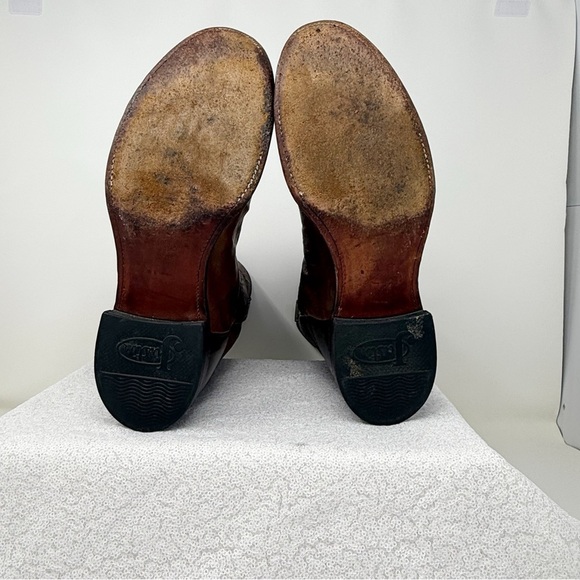 Men’s Justin USA Brown Leather Round Toe western Roper Cowboy boots 91/2D main image 13